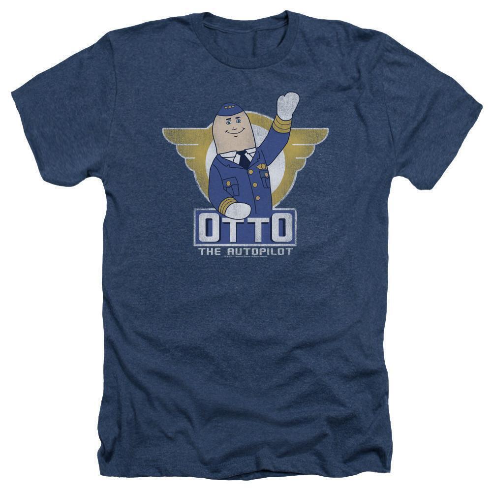 Airplane Otto Adult Heather T Shirt Navy